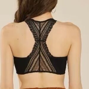 Noflik Seamless Lace Padded Racerback Black Bralette in S M L sizes NWOT